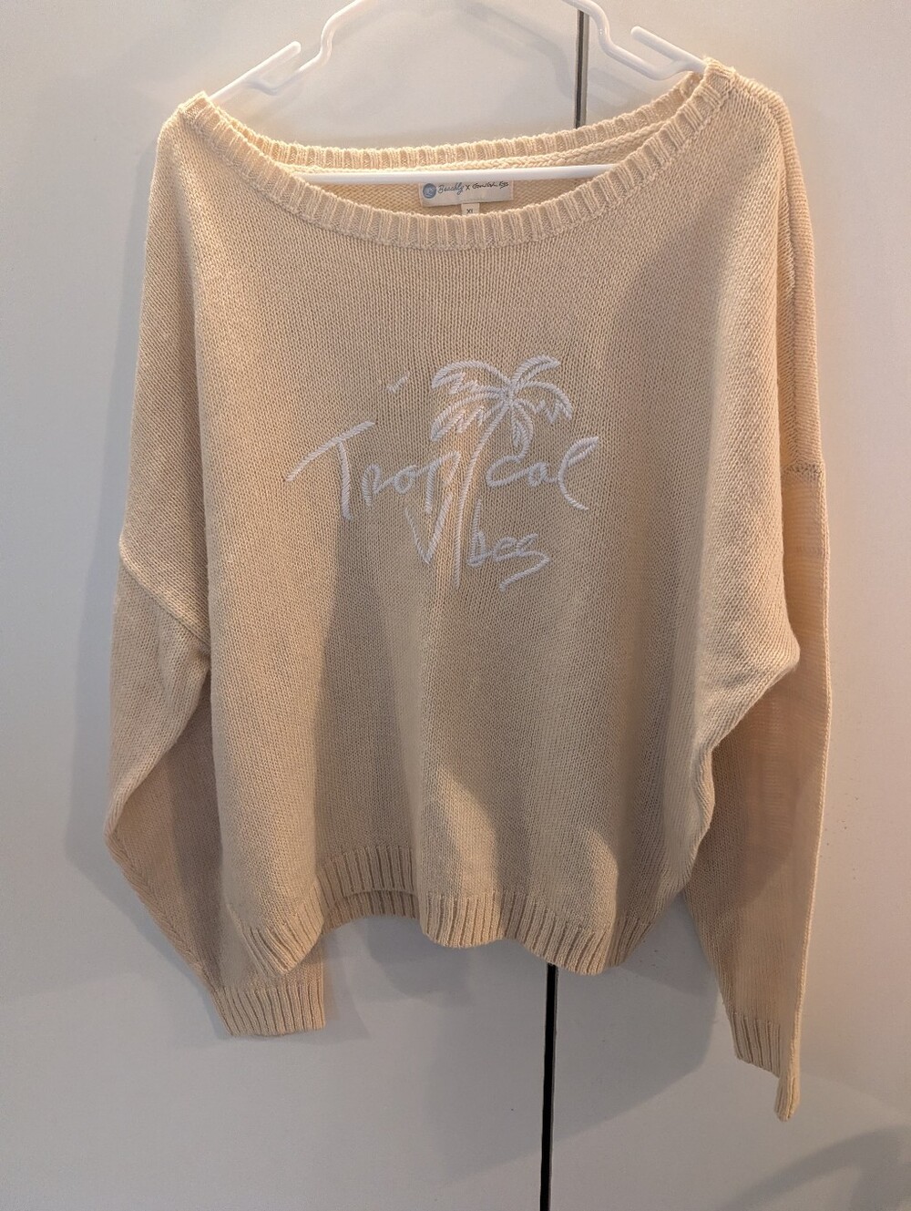 Beachly X Goldfish Kiss Tropical Vibes Cream Knit Sweater